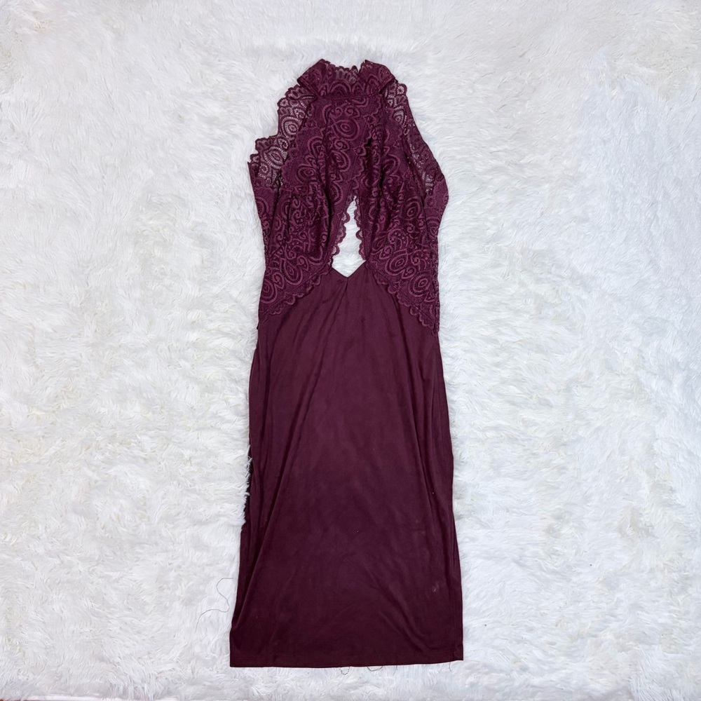 Elegant Lace Burgundy Dress